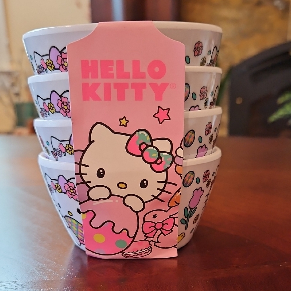 NWT Sanrio Hello Kitty Pastel Easter Floral Melamine Bowl Set of 4 Zrike Brands